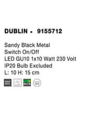 Nova Luce NOVA LUCE bodové svítidlo DUBLIN černý kov vypínač na těle GU10 1x10W 230V IP20 bez žárovky 9155712