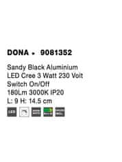 Nova Luce NOVA LUCE bodové svítidlo DONA černý hliník LED Cree 3W 230V vypínač na těle 3000K IP20 9081352
