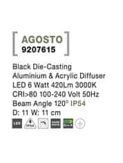 Nova Luce NOVA LUCE venkovní nástěnné svítidlo AGOSTO černý hliník a akrylový difuzor LED 6W 3000K 100-240V 120st. IP54 9207615