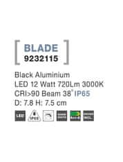 Nova Luce NOVA LUCE zapuštěné svítidlo BLADE černý hliník LED 12W 3000K 38st. IP65 9232115