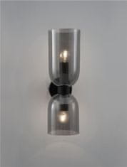 Nova Luce NOVA LUCE nástěnné svítidlo PALMER kouřové sklo černá kovová základna E14 2x5W 230V IP20 bez žárovky 9241110