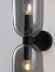 Nova Luce NOVA LUCE nástěnné svítidlo PALMER kouřové sklo černá kovová základna E14 2x5W 230V IP20 bez žárovky 9241110