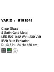 Nova Luce NOVA LUCE závěsné svítidlo VARIO čiré sklo a saténový zlatý kov E27 1x12W 230V IP20 bez žárovky 9191541