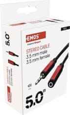 Emos JACK kabel 3,5mm stereo, vidlice - 3,5mm zásuvka 5m