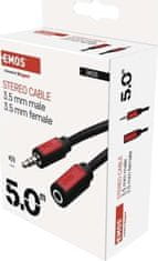 Emos JACK kabel 3,5mm stereo, vidlice - 3,5mm zásuvka 5m