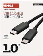 Emos Nabíjecí a datový kabel USB-C 3.1 / USB-C 3.1, 1 m, černý