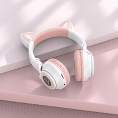 Borofone Bezdrátová sluchátka BO18 Cat Ear bílá