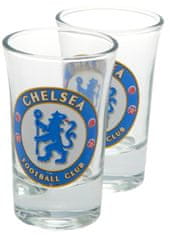 CurePink Set skleněných štamprlí FC Chelsea: Znak (výška 7 cm)