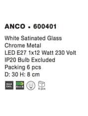 Nova Luce NOVA LUCE stropní svítidlo ANCO matné bílé sklo chromovaný kov E27 1x12 W 600401