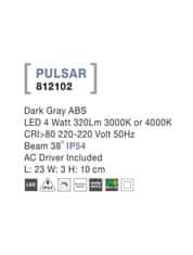 Nova Luce NOVA LUCE venkovní nástěnné svítidlo PULSAR tmavě šedý ABS LED 4W 3000K 220-220V 38st. IP54 812102