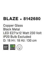 Nova Luce NOVA LUCE závěsné svítidlo BLAZE měďené sklo a černý kov E27 1x12W 230V IP20 bez žárovky 8142680