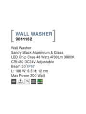 Nova Luce NOVA LUCE WALL WASHER černý hliník a sklo LED Chip Cree 48W 3000K DC24V nastavitelné 30st. IP67 Max Power 300W 9011162