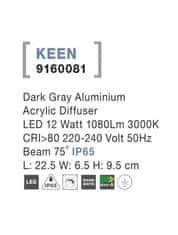 Nova Luce NOVA LUCE venkovní nástěnné svítidlo KEEN tmavě šedý hliník akrylový difuzor LED 12W 3000K 220-240V 75st. IP65 9160081