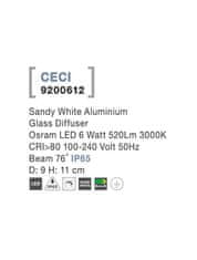 Nova Luce NOVA LUCE venkovní stropní svítidlo CECI bílý hliník skleněný difuzor Osram LED 6W 3000K 100-240V 76st. IP65 9200612