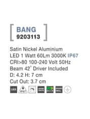 Nova Luce NOVA LUCE venkovní zapuštěné svítidlo do země BANG nikl satén hliník LED 1W 3000K IP67 100-240V 42st. vč. driveru 9203113