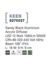 Nova Luce NOVA LUCE venkovní nástěnné svítidlo KEEN černý hliník akrylový difuzor LED 12W 3000K 220-240V 108st. IP65 9270027