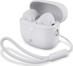 Nedis bezdrátová sluchátka + mikrofon/ TWS/ BT/ 94 dB/ výdrž 16 hodin/ hlasové ovládání/ nabíjecí pouzdro/ USB-C/ bílé
