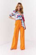 Fasardi Oranžové XL široké kalhoty s elastickými kapsami