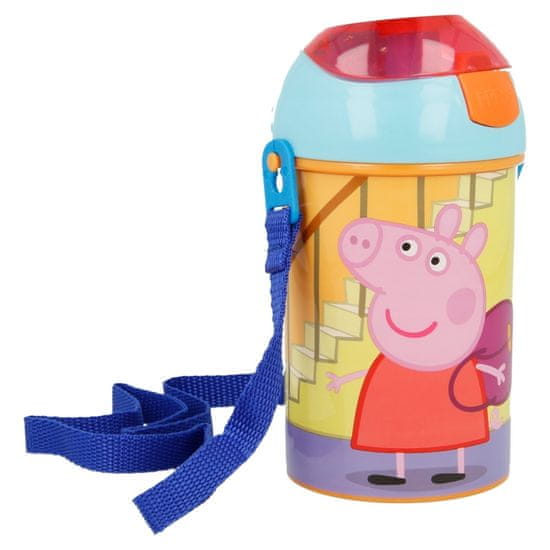 Stor Láhev na pití s popruhem a brčkem 450 ml Peppa Pig