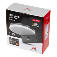 Maclean LED lampa s pohybovým senzorem, PIR pohybovým senzorem, šedá barva, 15W, IP65, 1560lm, neutrální bílá barva (4000K) MCE344 GR