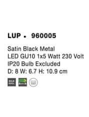 Nova Luce NOVA LUCE bodové svítidlo LUP saténový černý kov GU10 1x5W 230V IP20 bez žárovky 960005