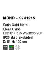 Nova Luce NOVA LUCE závěsné svítidlo MOND saténový zlatý kov čiré sklo E14 6x5W230V IP20 bez žárovky 9731215