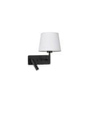 Nova Luce NOVA LUCE nástěnné svítidlo SAVONA bílé stínidlo a černý hliník nastavitelné - vypínač na těle LED Samsung 3W 3000K E27 1x12W 230V IP20 bez žárovky čtecí lampička 9919151