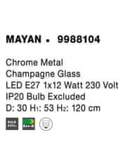 Nova Luce NOVA LUCE závěsné svítidlo MAYAN chromovaný kov šampaň sklo E27 1x12W 230V IP20 bez žárovky 9988104