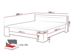 Veneti Manželská postel 160x200 s roštem ZAWIS - dub lefkas / bílá