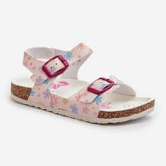 Dětské květinové sandály s přezkami Pink velikost 35