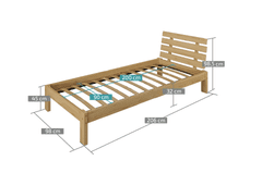 vyprodejpovleceni Postel PARIS zvýšená 90 x 200 cm, dub Rošt: S laťkovým roštem, Matrace: Matrace Coco Maxi 19 cm