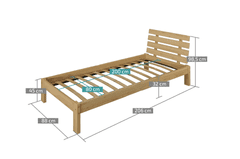 vyprodejpovleceni Postel PARIS zvýšená 80 x 200 cm, ořech Rošt: S laťkovým roštem, Matrace: Matrace Deluxe 10 cm