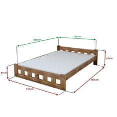 vyprodejpovleceni Postel Naomi zvýšená 120 x 200 cm, dub Rošt: S laťkovým roštem, Matrace: Matrace Somnia 17 cm