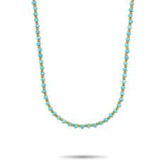 Rebel & Rose Korálkový náhrdelník Mix Turquoise Gold RR-NL047-G-40