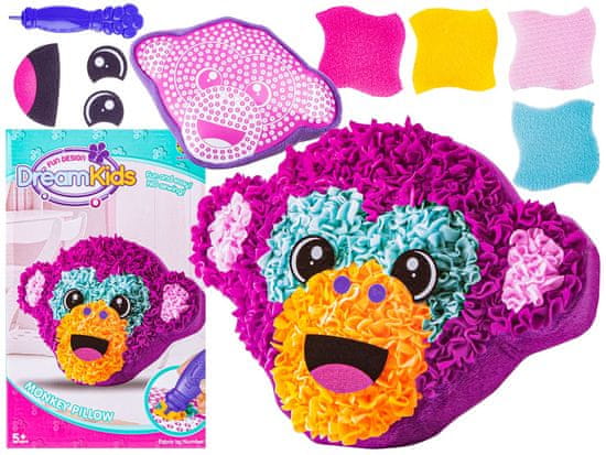 shumee Kreativní sada vyšívací sady, maskot, šití plyšového zvířátka, dekorativní polštář DIY MONKEY