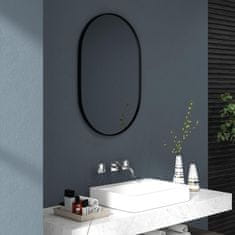 HOMCOM Koupelnové Zrcadlo, 60 X 90 Cm Oválné Koupelnové Zrcadlo S Hliníkovým Rámem, 3 Háčky, Nástěnné Zrcadlo Do Obývacího Pokoje, Ložnice, Černá 