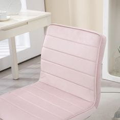 HOMCOM Kancelářská Židle Psací Stůl Bez Područky Výškově Nastavitelná Otočná Židle Sametová Do 120Kg Růžová 