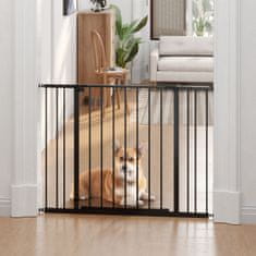 PAWHUT Dveře Bezpečnostní Brána Schodišťová Brána Bez Vrtání Zábrana Pro Psy Příchytka K Bráně Pet Dog Ocel Černá 76-107X76Cm 