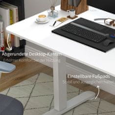 VINSETTO Výškově Nastavitelný Stůl 140X70Cm Elektrický Počítačový Stůl 4 Paměti Ergonomické Sedátko Stojící Hák Na Stůl Anti-Collision White 