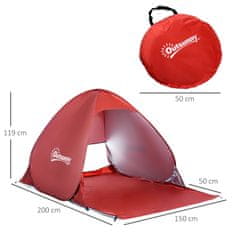 OUTSUNNY Beach Shelter Rychlá Montáž Plážový Stan Pop Up Tent, Automatic, Polyester, Red, 200X150X119Cm 