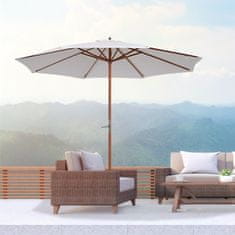 OUTSUNNY Dřevěný Slunečník Dřevěný Deštník Zahradní Deštník Balkonový Deštník 2,5 M Krémový 