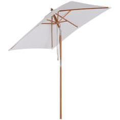 OUTSUNNY Slunečník Skládací Zahradní Deštník Vyrobený Z Jedlového Dřeva, Nastavitelný Do 3 Úrovní, Krémově Bílý, 200X150X230Cm 
