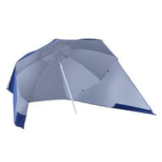 OUTSUNNY Slunečný Slunečník S Ochranou Proti Větru 2V1 Plážový Deštník A Přístřešek Na Pláž, Modrý, Φ210Xv222Cm 