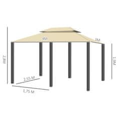 OUTSUNNY Zahradní Pavilon Dvojitá Střecha 3X4M Béžová + Černá Pro Párty A Zahradní Stan 