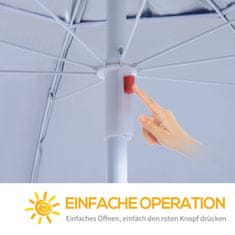 OUTSUNNY Slunečný Slunečník S Ochranou Proti Větru 2V1 Plážový Deštník A Přístřešek Na Pláž, Modrý, Φ210Xv222Cm 