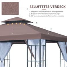 OUTSUNNY Prosluněný Pavilon Zahradní Altán S Moskytiérami Na Bočních Stěnách, Párty Stan S Dvojitou Střechou, Zahradní Stan Stan 2,97X2,97M 