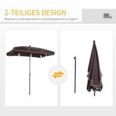 OUTSUNNY Slunečník Zahradní Deštník Skládací S Uv Ochranou, Ideální Na Pláž A Balkón, Kávově Hnědá A Černá 