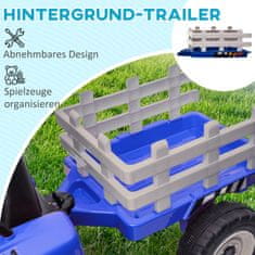 HOMCOM Traktor Trailer Dětský Ride-On Traktor Dálkové Ovládání Elektrické Auto Mp3 Světlomet 3-6Km/H 3-6 Years Blue 