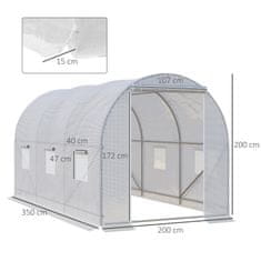 OUTSUNNY Skleník 350X200X200Cm Fóliový Skleník, Skleník, Rostlinný Dům, Fólie, Na Zahradu 