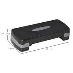 HOMCOM Stepping Board Aerobic Fitness 2-Level Height Adjustable (10/15 Cm), Rotoped Bike Stepper, Black+Grey, 68X29X15Cm 